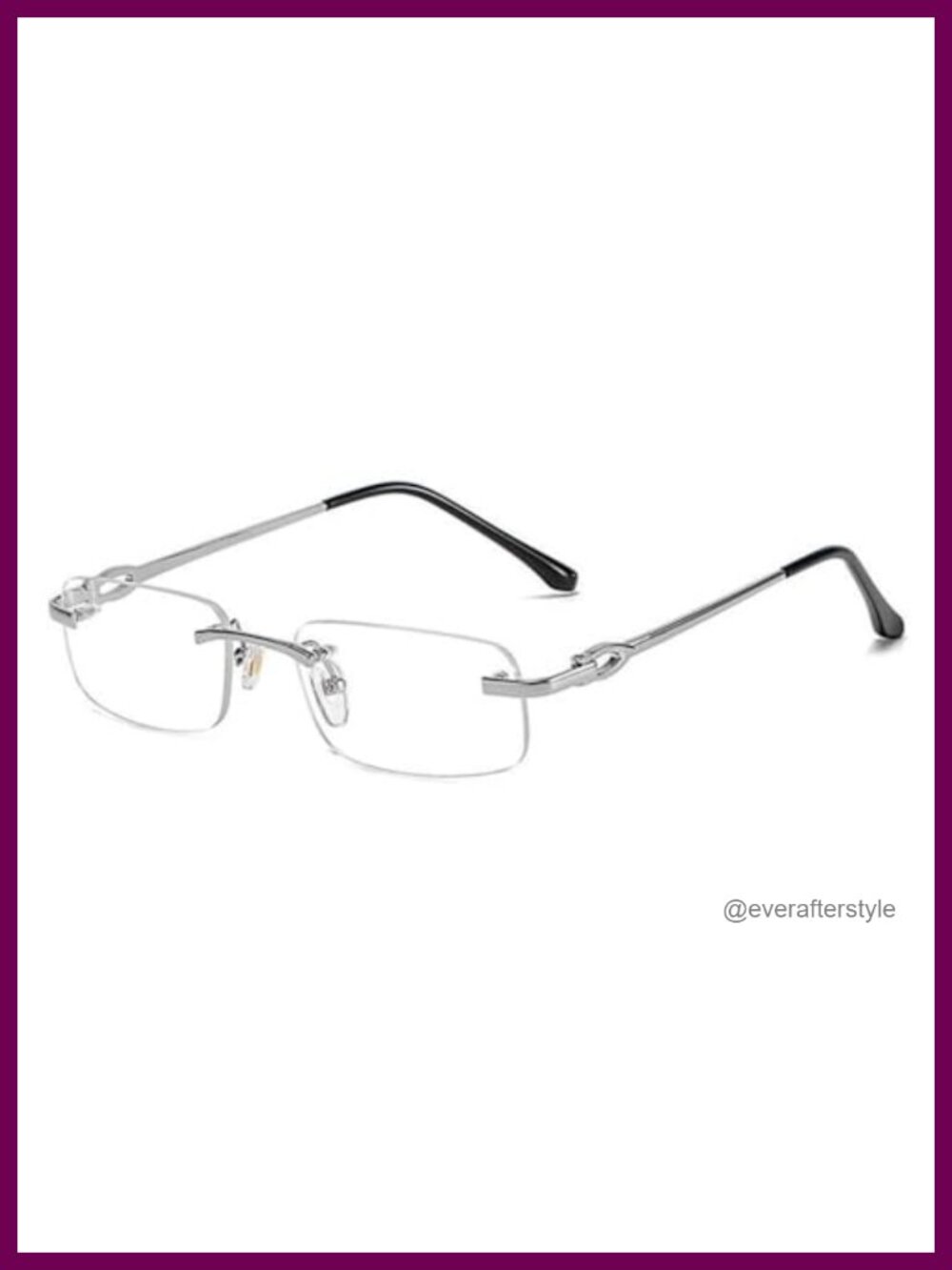Rimless Rectangle Clear Lens Metal Sunglasses Retro Unisex Hip Hop Eyewear